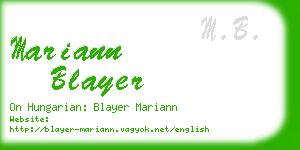 mariann blayer business card